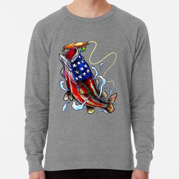 Bass Fishing Fish American Flag Loose Fit Sweatshirt