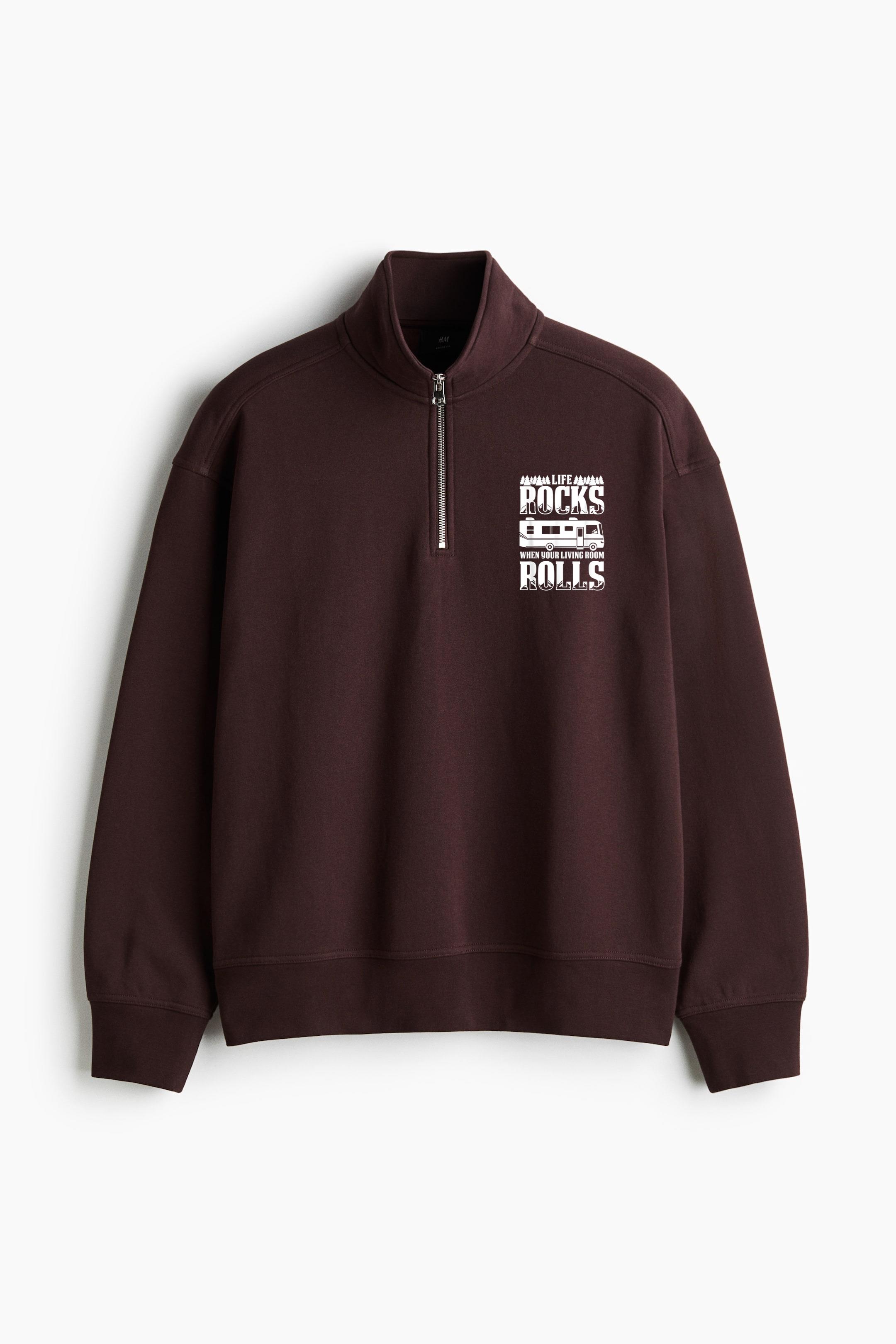 Camping Life Rocks When Living Room Rolls Loose-Fit Sweatshirt Collar Jacket - Image 2