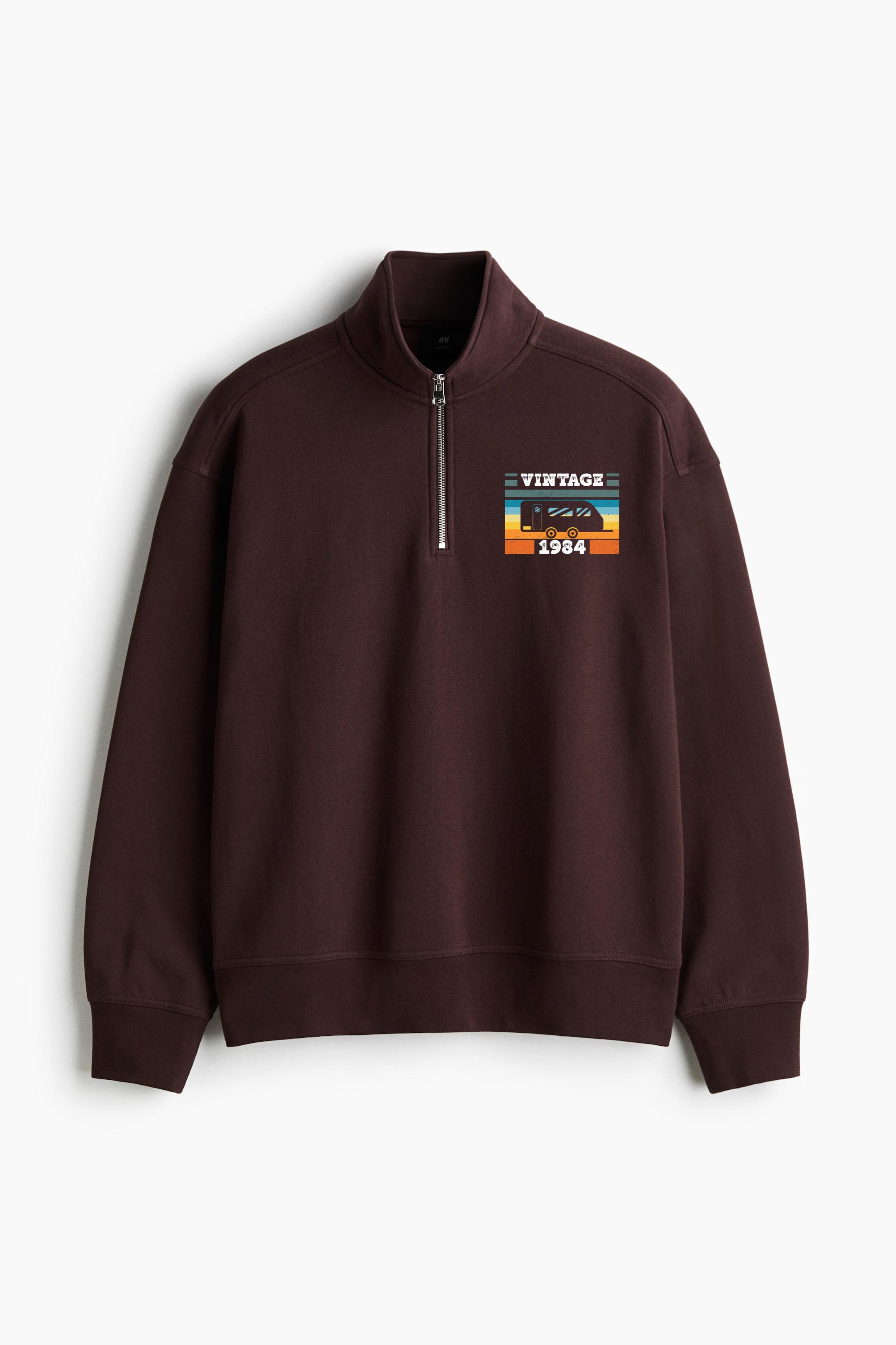 Camping RV-Camper Vintage Born 1984 Birthday Loose-Fit Sweatshirt Collar Jacket - Image 2