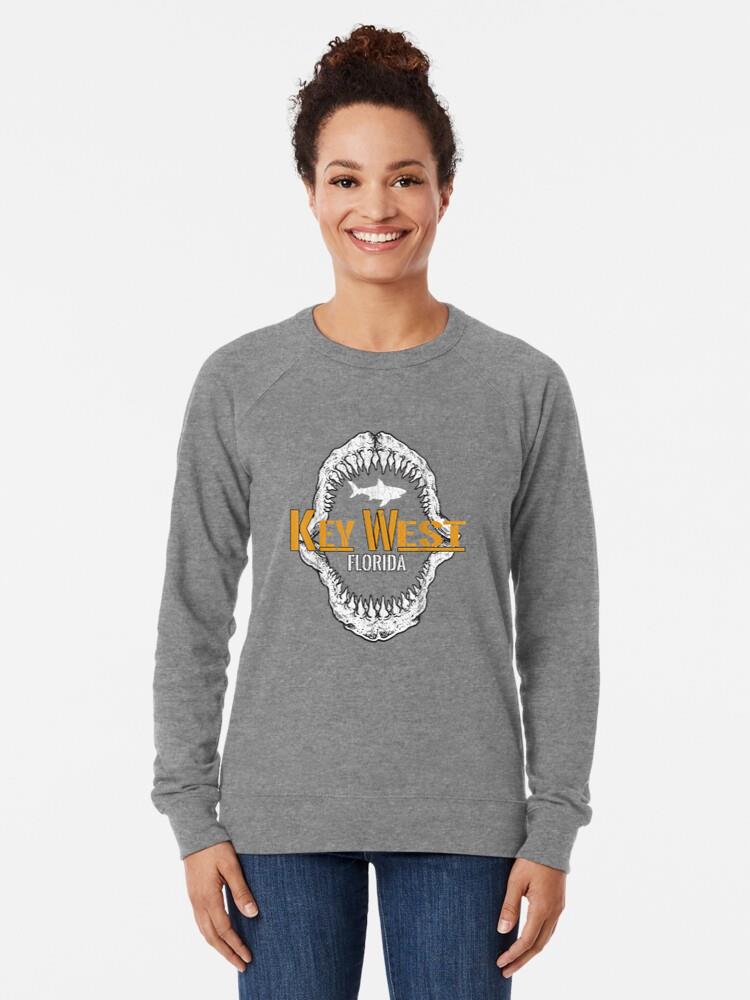 Distressed Key West Florida Shark Fishing Loose Fit Sweatshirt - Image 3