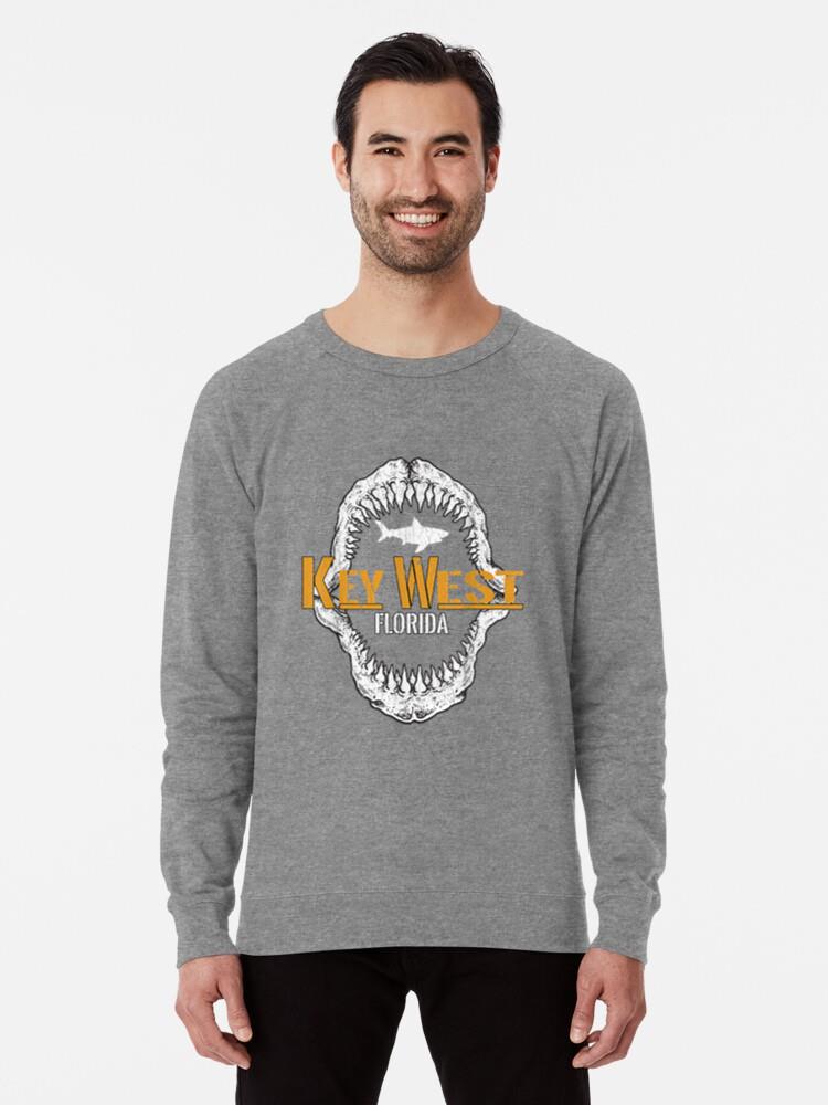 Distressed Key West Florida Shark Fishing Loose Fit Sweatshirt - Image 2