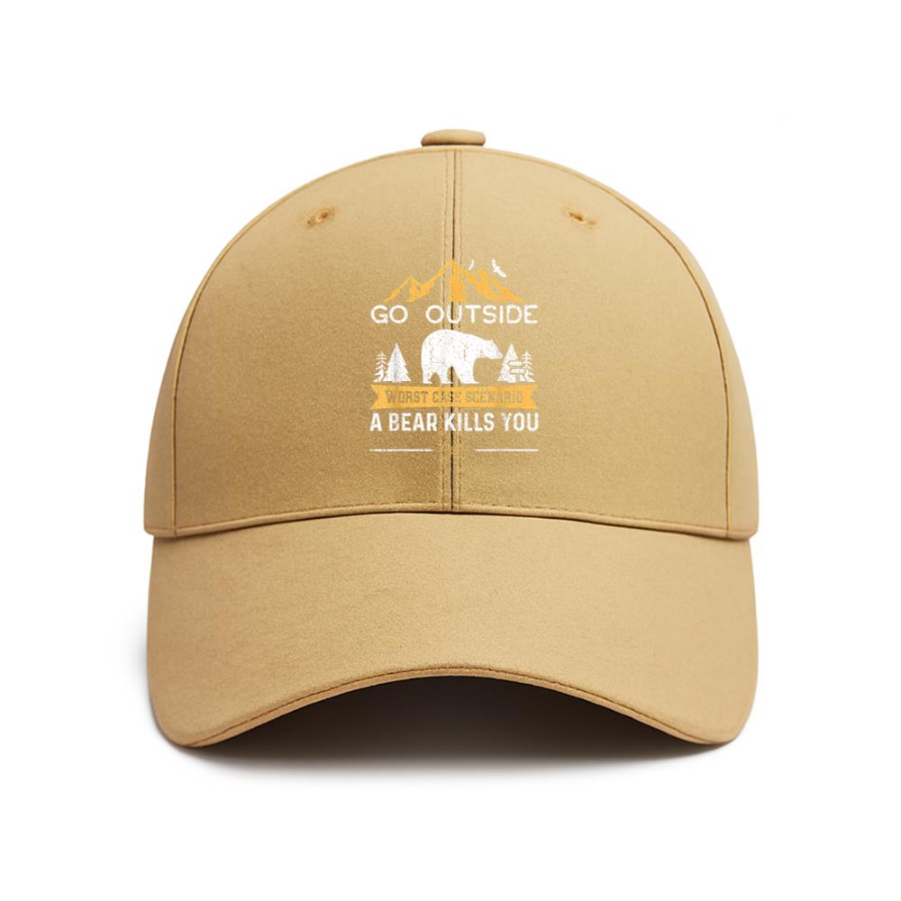 Go Outside Worst Case Scenario A Bear Kills You Camping Baseball Cap