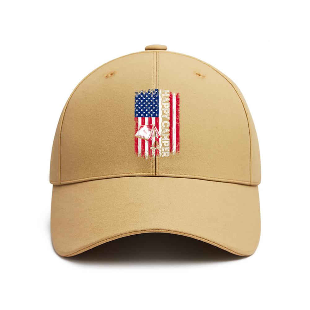 Happy Camper American Flag Baseball Cap