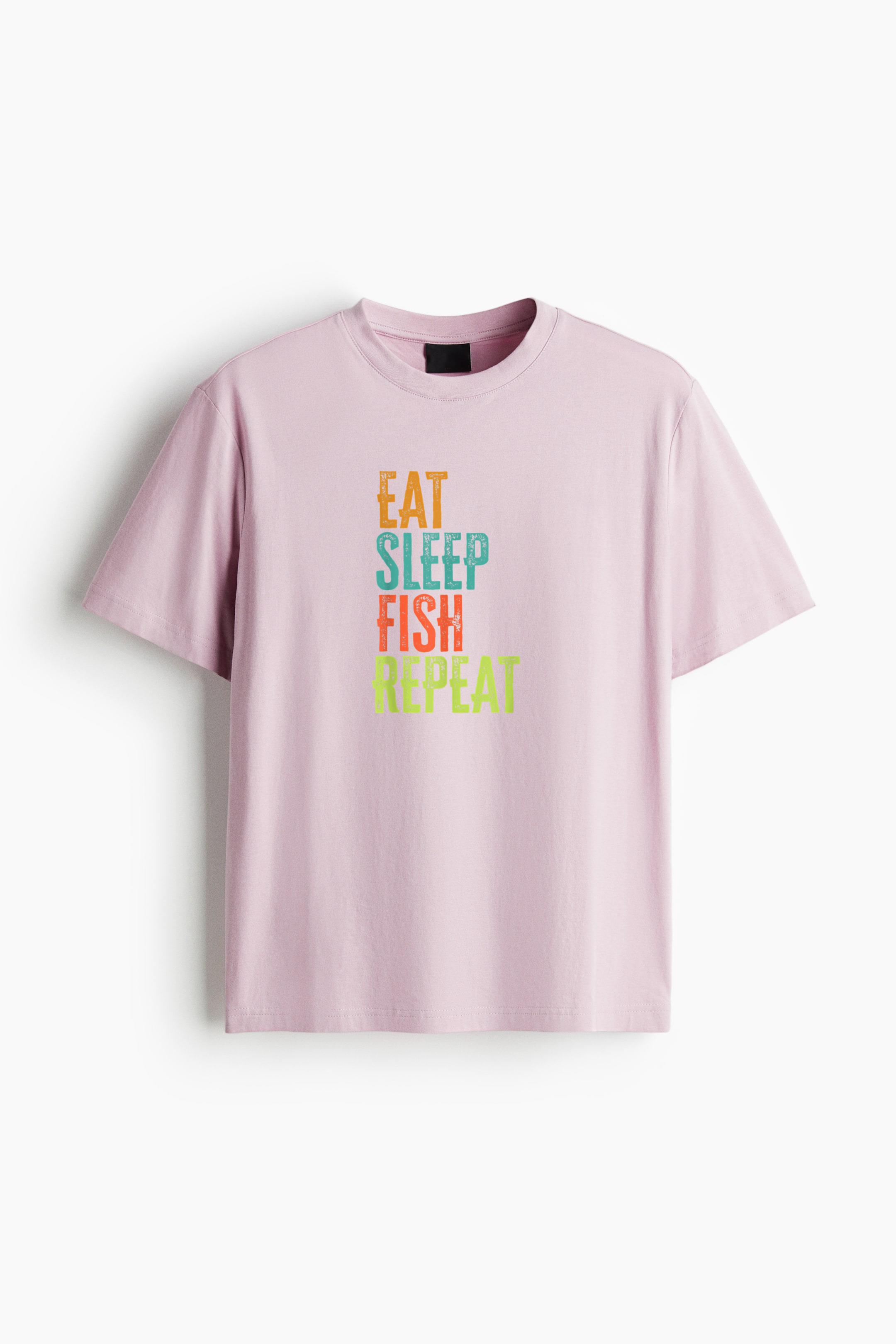 Retro Eat Sleep Fish Repeat Rod Catch Classic Regular Fit T-Shirt