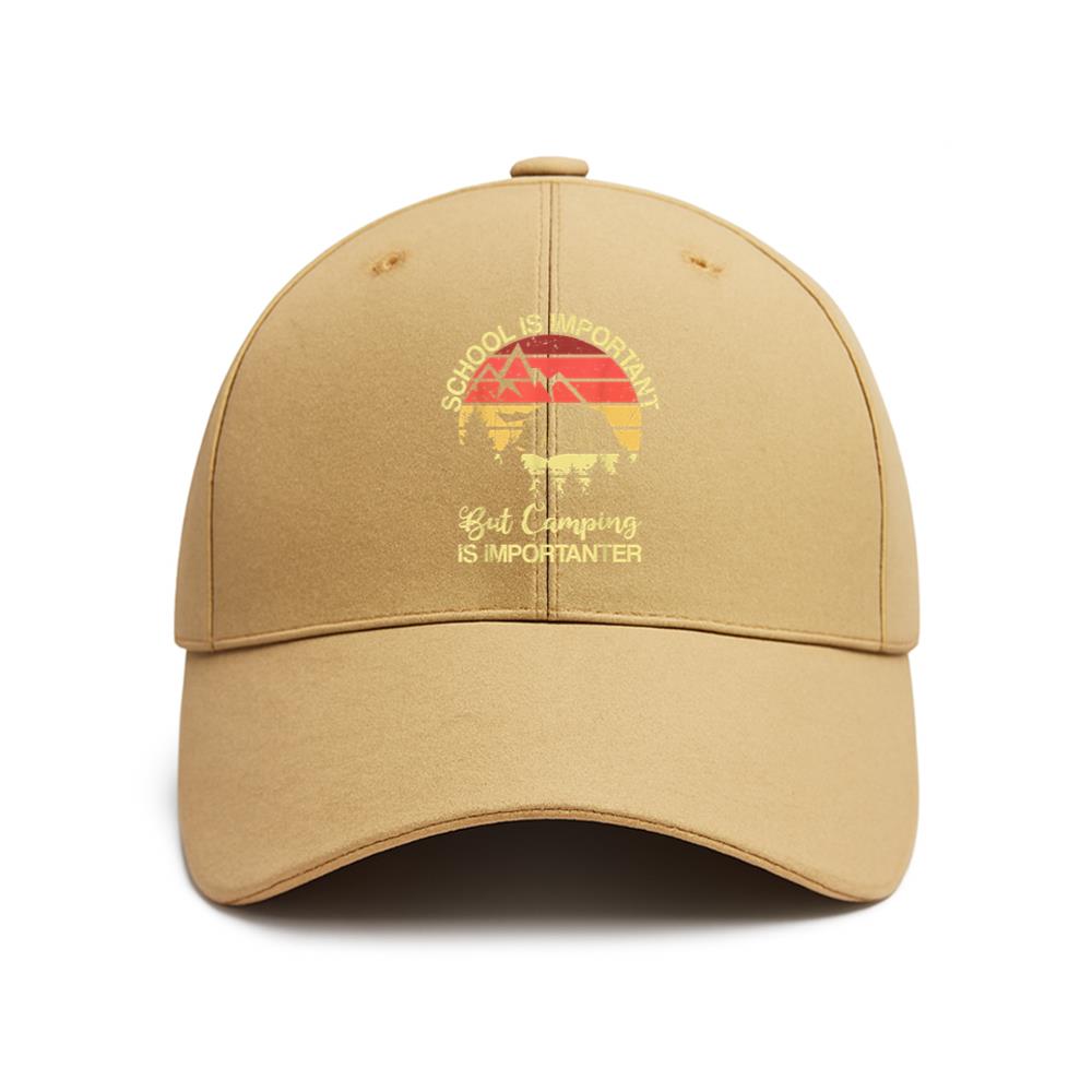 School Is Important But Camping Is Importanter Baseball Cap
