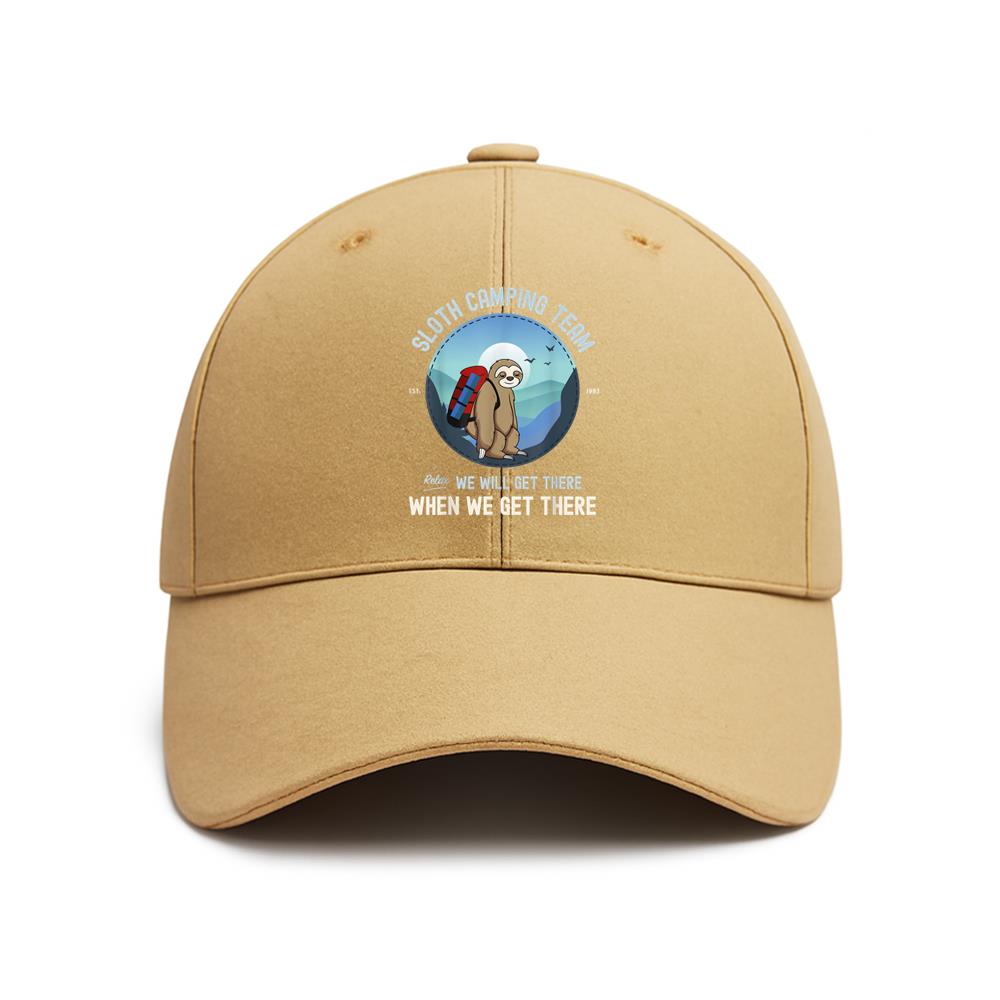 Sloth Camping Team Baseball Cap