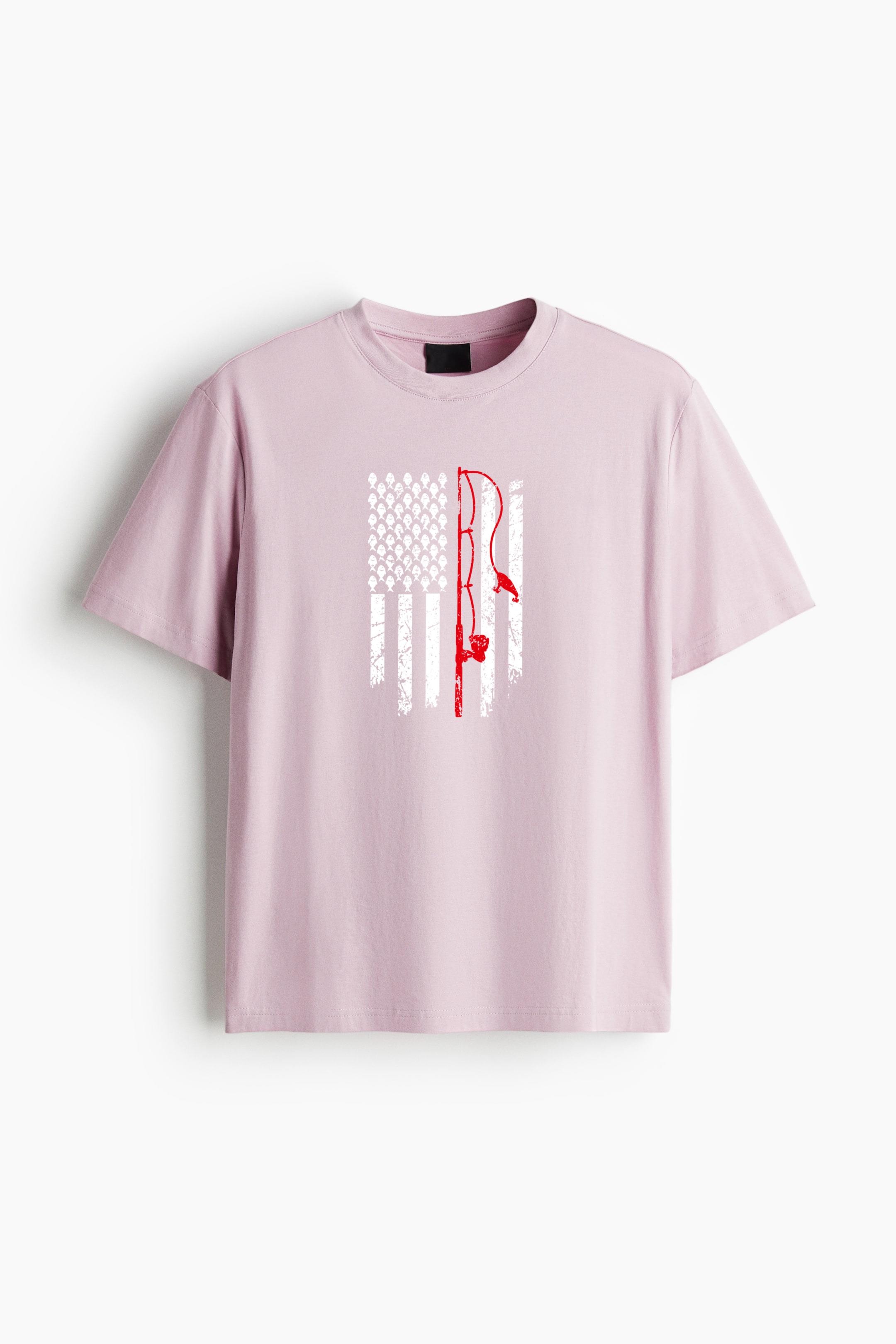 US American Flag Bass Fishing Pole Classic Regular Fit T-Shirt