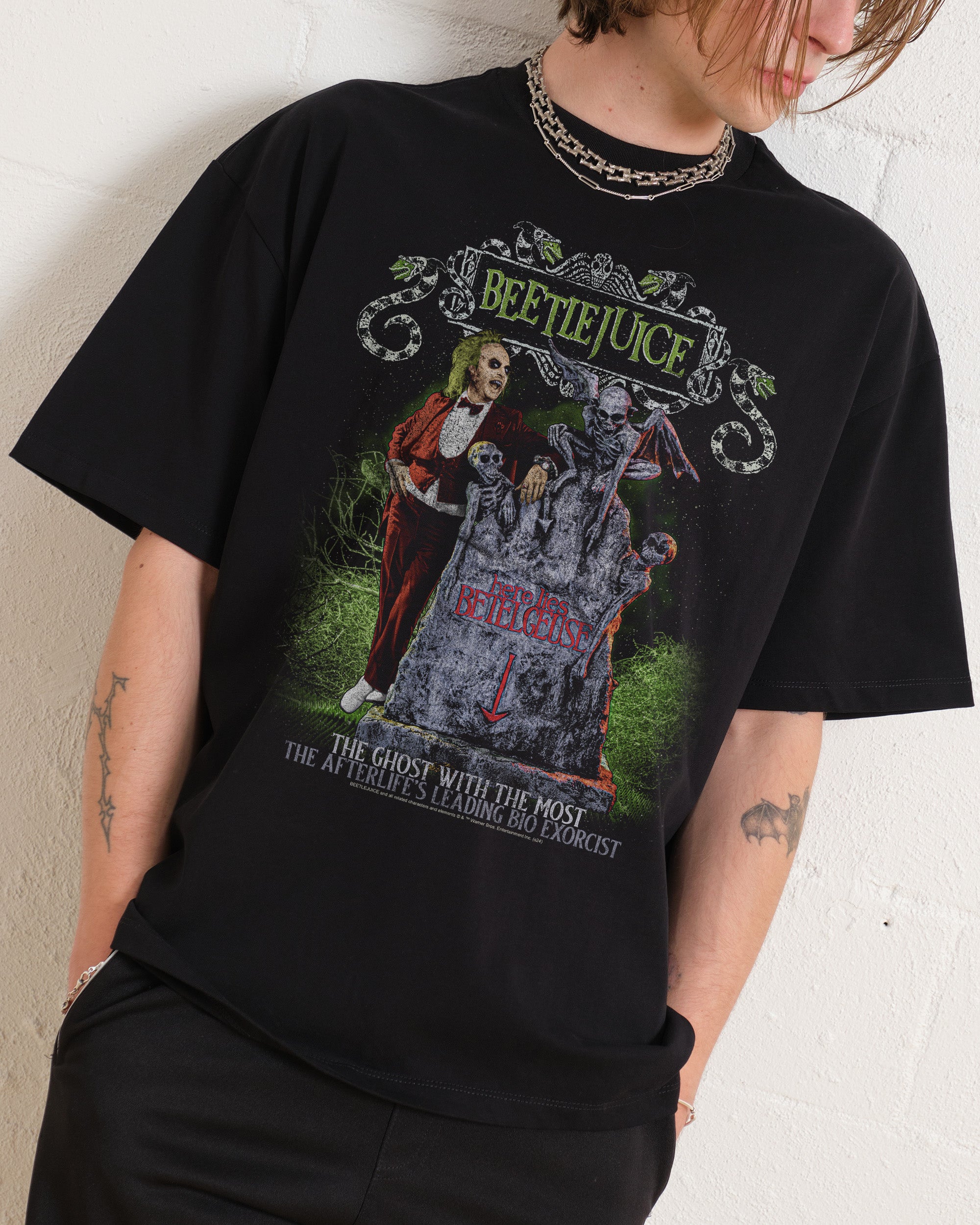 Beetlejuice Lies Here Oversized Graphic T-Shirt Unisex 100% Combed Cotton
