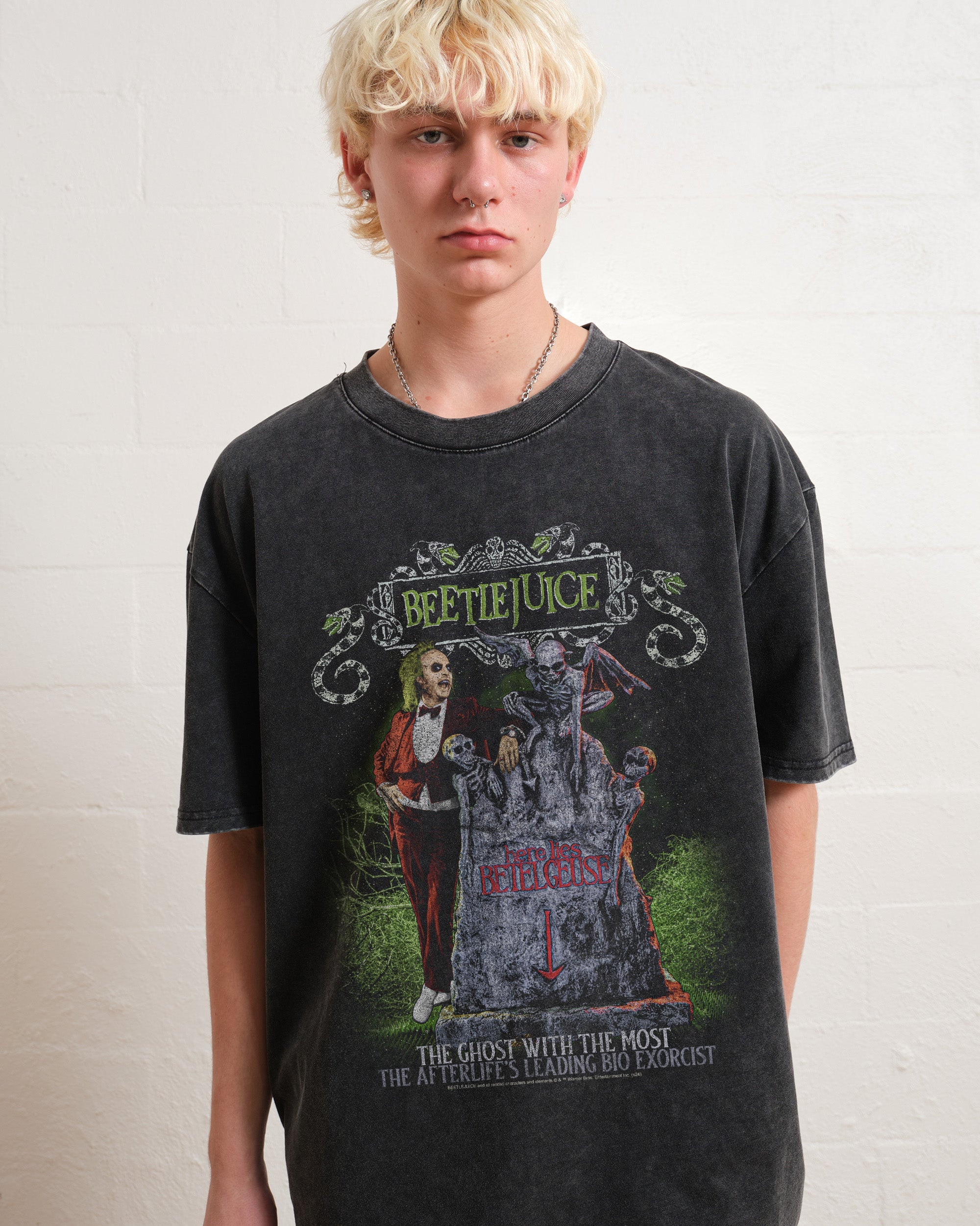 Beetlejuice Lies Here Oversized Graphic T-Shirt Unisex 100% Combed Cotton